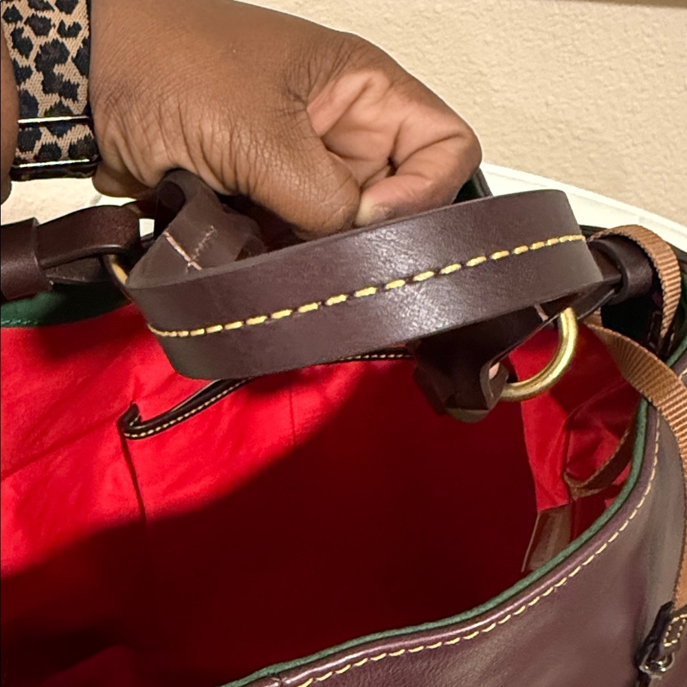 Dooney & Bourke Florentine Leather Shoulder Bag Plum Color - Picture 9 of 10